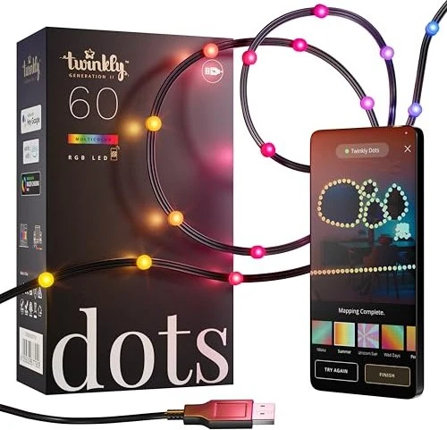 Twinkly Dots USB-Lichterkette schwarz LED 60x RGB
