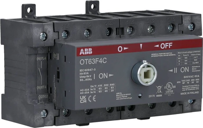 ABB Lastumschalter 4-polig 63A o. Griff u. Welle I-0-II