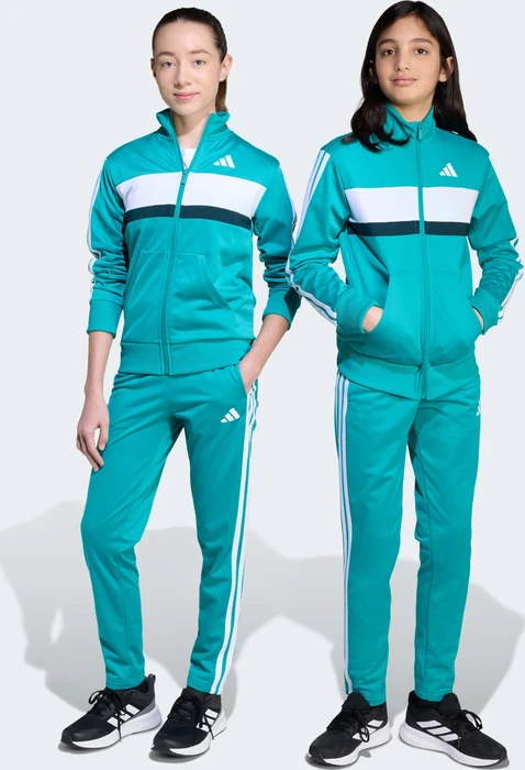 adidas Seasonal Essentials Tiberio 3-Streifen Tricot Trainingsanzug pure teal/aurora ivy/white (Junior)