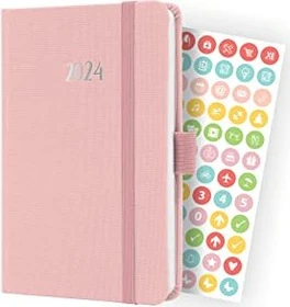 Sigel Jolie Wochenkalender 2024, A6, Hardcover, hellrosa, 87 Blatt