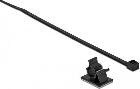 DeLOCK Kabelklemme 25x18mm, mit Kabelbinder, 3.6mm, 200mm, schwarz, 10 Stück