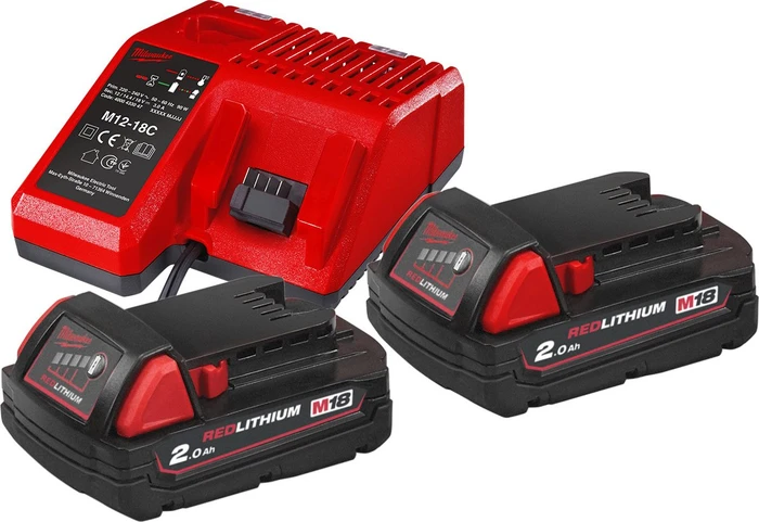 Milwaukee M18 NRG-202 Starterset 18V, 2.0Ah, Li-Ionen, 2 Akkus [4.0Ah] [72Wh]