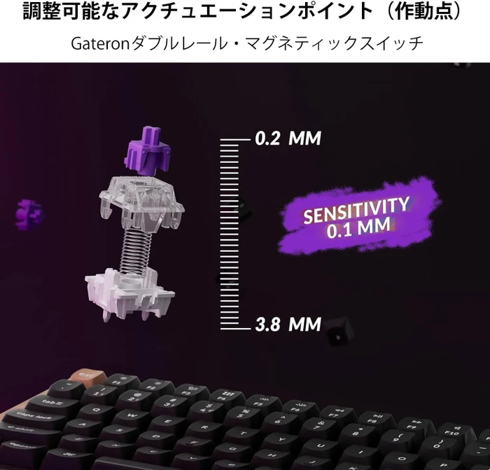 Keychron K2 HE Wireless, Special Edition Black, 75%, PBT, LEDs RGB, Gateron 2.0 Magnetic Nebula, USB/Bluetooth, US