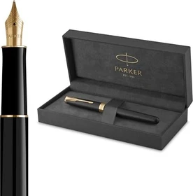 Parker Sonnet matte black lacquer/gold trim, rechte Hand, mittel, Geschenkbox