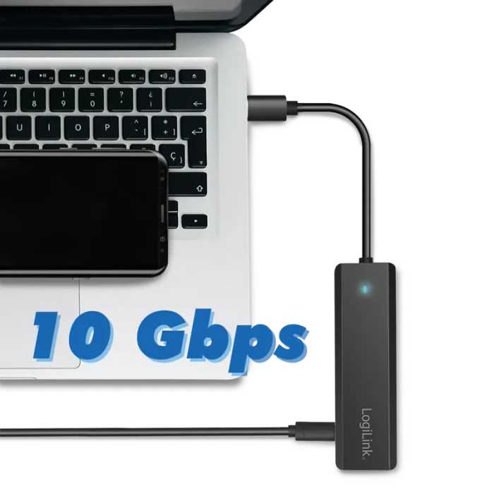 LogiLink Ultra-Slim USB-Hub, 2x USB-C 3.1/2x USB-A 3.1, USB-C 3.1 [Stecker]
