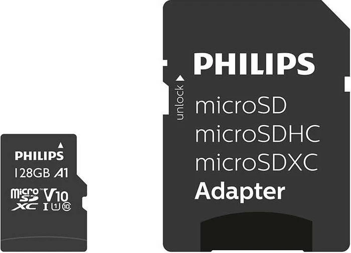 Philips microSDXC R80/W30 128GB Kit, UHS-I U1, A1, Class 10