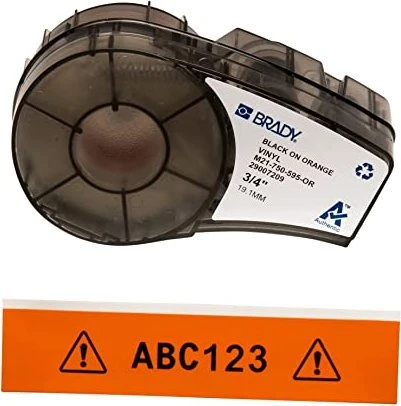 Brady All Weather Vinyl Beschriftungsband, 19.1mm, schwarz/orange