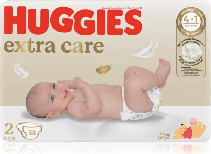 Huggies Extra Care Gr.2 Einwegwindel, 3-6kg, 58 Stück