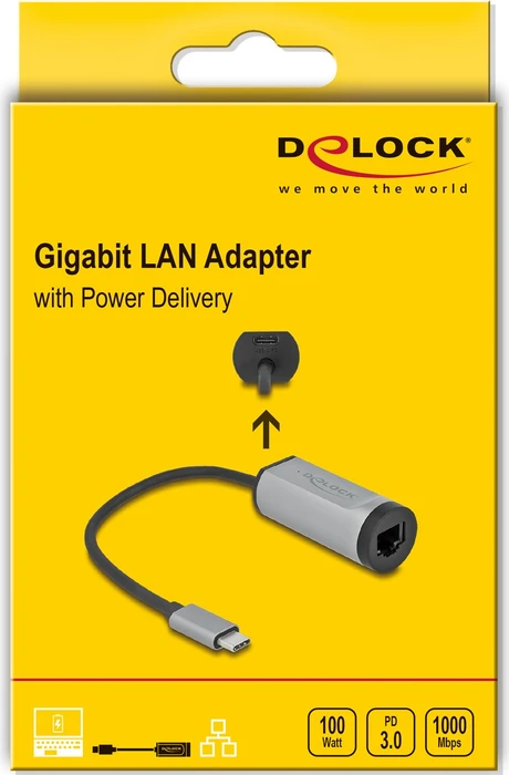 DeLOCK Gigabit LAN-Adapter, RJ-45, USB-C 3.0 [Stecker]