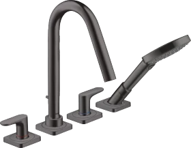 Hansgrohe Axor Citterio M 4-Loch Fliesenrandarmatur mit Hebelgriffen und Rosetten brushed black chrome