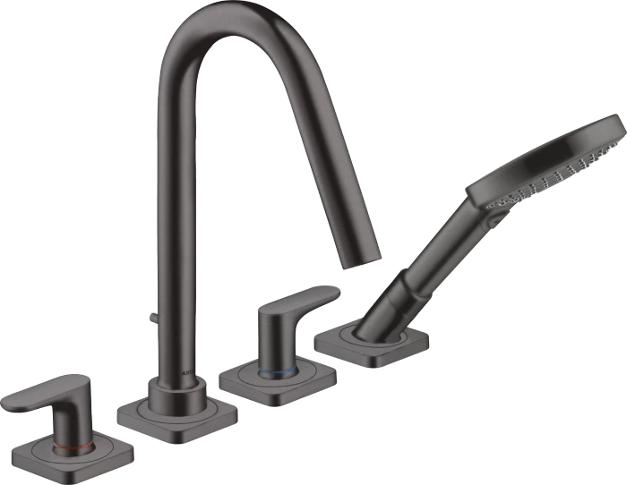 Hansgrohe Axor Citterio M 4-Loch Fliesenrandarmatur mit Hebelgriffen und Rosetten brushed black chrome