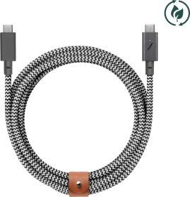 Native Union USB-C Kabel mit Leder-Halteband, Zebra, 2.4m (BELT-PRO2-ZEB-NP)