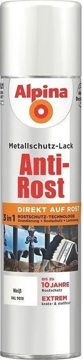 Alpina Farben Sprühmetallschutz-Lack Anti-Rost außen weiß glänzend, 400ml