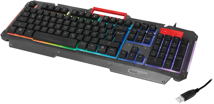 Typhoon Gaming-Tastatur mit Regenbogenfarben-Hintergrundbeleuchtung, USB, DE
