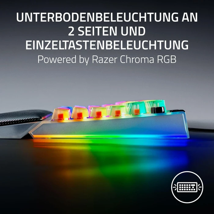 Razer BlackWidow V4 75%, Phantom White Edition, hot-swap, Razer ORANGE Tactile Gen-3, USB, US
