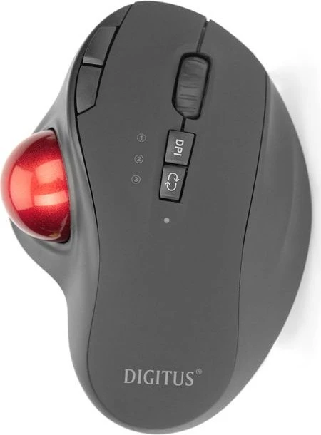 Digitus Wireless Ergonomic Trackball Mouse schwarz/rot, Bluetooth