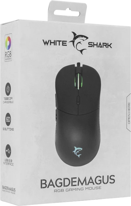 White Shark Bagdemagus Black Gaming Mouse, schwarz, USB