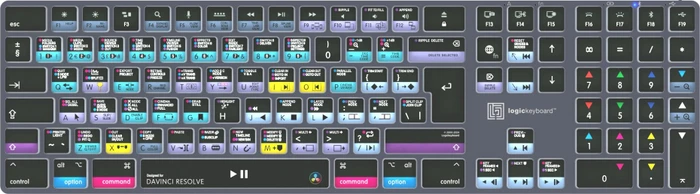 LogicKeyboard Titan Wireless DaVinci Resolve Mac, Titanium Gray, LEDs weiß, USB/Bluetooth, UK