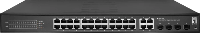 LevelOne GES Rackmount Gigabit Smart Switch, 24x RJ-45, 4x RJ-45/SFP