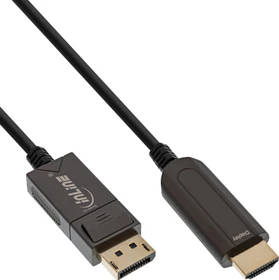 InLine DisplayPort 1.2/HDMI Adapterkabel mit Glasfaser AOC 4k/60Hz schwarz, 15m
