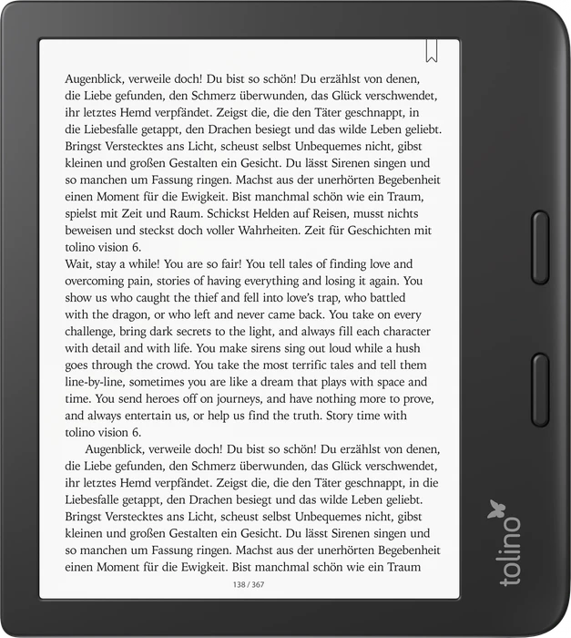 tolino vision 6, schwarz, 16GB Flash