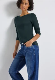 Street One Basic Shirt langarm evernight green (Damen)