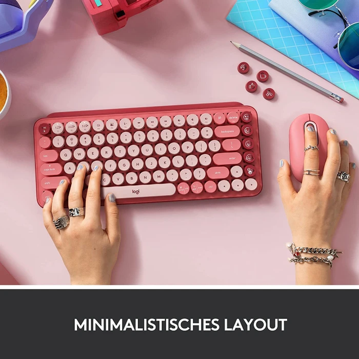 Logitech POP Keys Wireless Mechanical Keyboard, Logi Bolt, Heartbreaker, TTC BROWN, USB/Bluetooth, FR