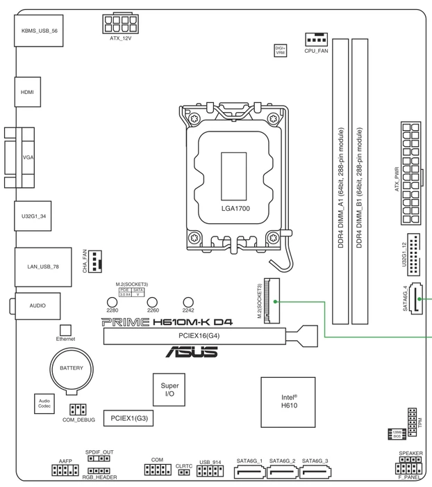 ASUS Prime H610M-K D4 (Intel 1700)