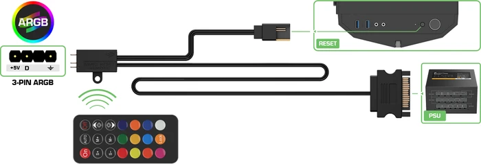 Endorfy SilentiumPC Nano-Reset Remote ARGB KIT, LED Controller, Splitter Kabel, 5V, 3-Pin, 4-fach