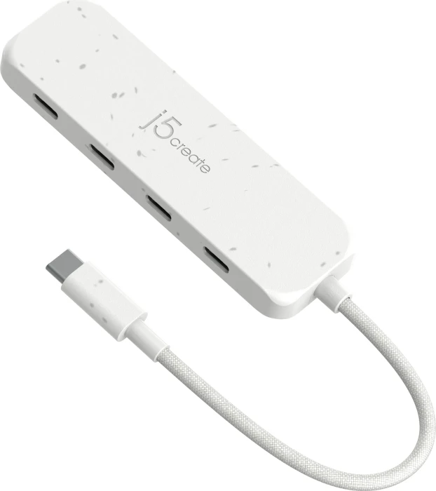 j5create Eco-Friendly 4-in-1 USB-C Hub weiß, 4x USB-C 3.1, USB-C 3.1 [Stecker]