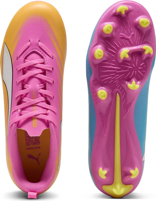 Puma Ultra 6 Play FG/AG poison pink/puma white/sun stream/bright aqua (Junior)