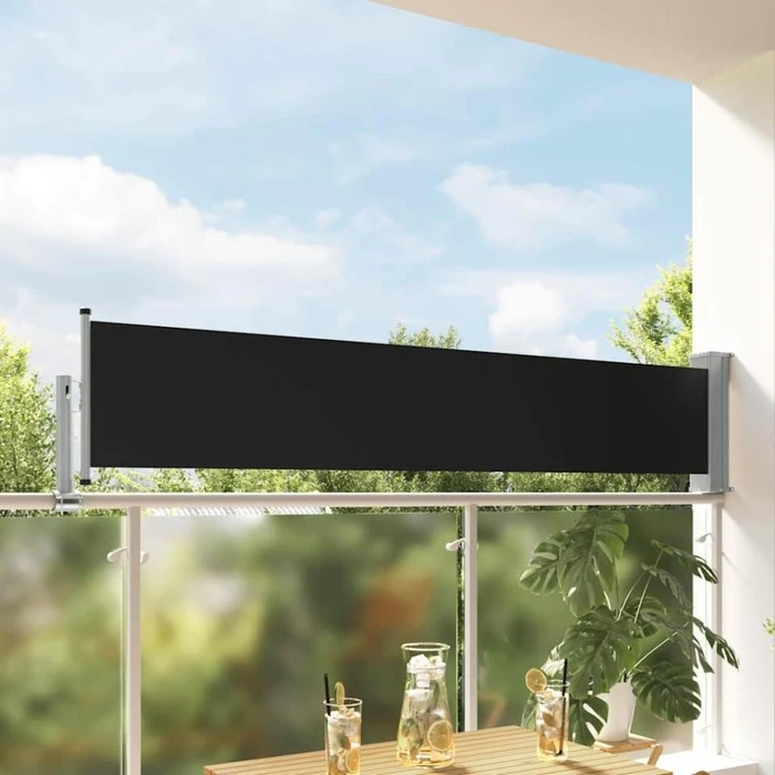 vidaXL Ausziehbare Seitenmarkise 300x60cm schwarz