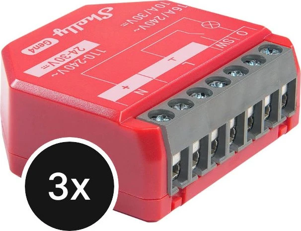 Shelly 1PM Gen4, 1-Kanal, 16A, Unterputz, Schaltaktor, 3er-Pack