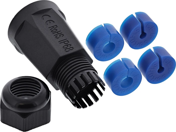 InLine Kabelverbinder RJ-45 Buchse/Verlegekabel Cat.6A, geschirmt, IP68, Leergehäuse mit Deckel