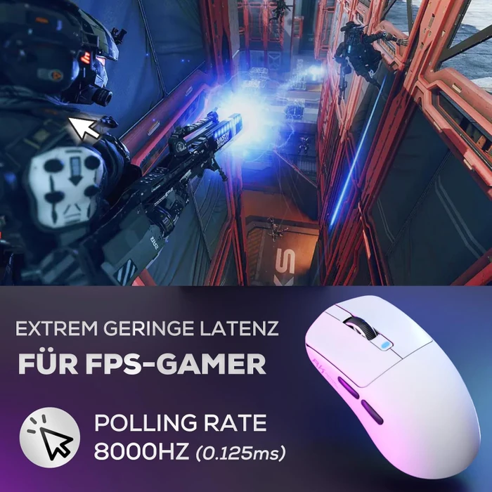 RK Royal Kludge M3 8K Wireless Gaming Mouse, Panda weiß/schwarz, USB/Bluetooth