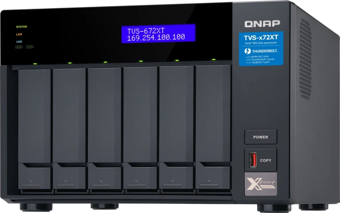 QNAP QuTS hero TVS-672XT-i3-8G, 8GB RAM, 1x RJ-45 10GBase-T, 2x RJ-45 1000Base-T