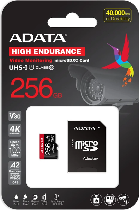 ADATA High-Endurance R100/W85 256GB Kit, UHS-I U3, A2, Class 10