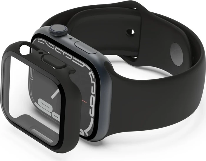 Belkin ScreenForce antimikrobieller TemperedCurve 2-in-1-Displayschutz mit Schutzrand für Apple Watch (40mm/41mm) schwarz