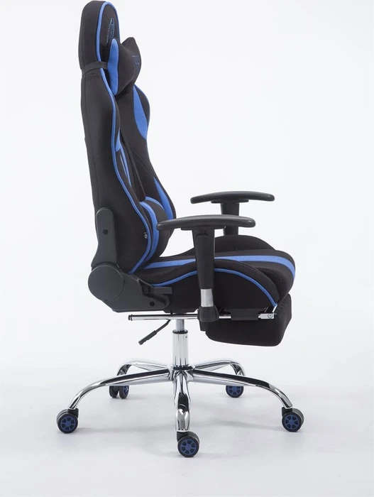 CLP Racing Limit Stoff Gamingstuhl mit Fußstütze, schwarz/blau