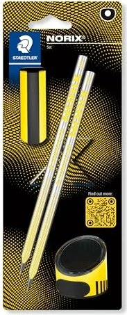 Staedtler NORIX 181 Bleistift HB graphit, gelb, Blister, Radierer, Anspitzer, 4er-Set