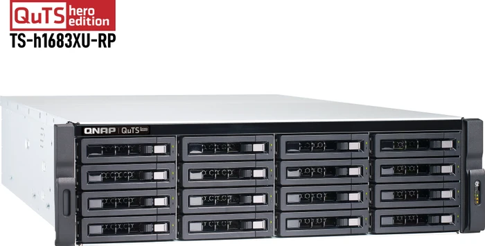 QNAP QuTS hero TS-h1683XU-RP-E2236-128G, 128GB RAM ECC, 2x SFP+ 10Gb/s, 2x RJ-45 10GBase-T, 3HE