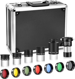 Astromania 14-teiliges Teleskop-Zubehör-Set, 1.25" Teleskopokular und Filter-Set