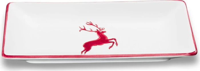 Gmundner Keramik Bordeauxroter Hirsch Snackschale 22x11cm
