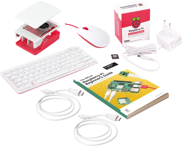 Raspberry Pi Original Desktop Kit DE ohne Buch für Raspberry Pi 5, weiß/rot