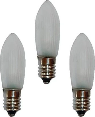 Hellum Riffelkerze 16V LED Ersatzbirne für Weihnachtsbeleuchtung 0.1W E10, 3 Stück