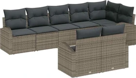 vidaXL Polyrattan Gartensofa Lounge-Set grau,   8-tlg.