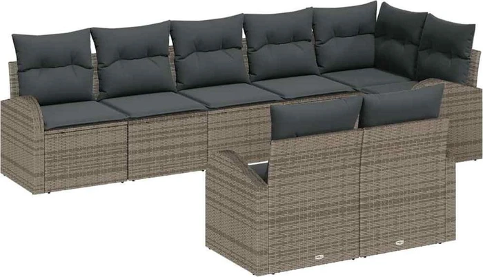 vidaXL Polyrattan Gartensofa Lounge-Set grau, 8-tlg.