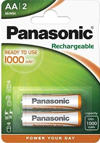 Panasonic Rechargeable Ready to Use Mignon AA NiMH 1000mAh, 2er-Pack