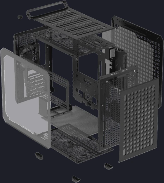 Cooler Master Qube 500 Flatpack Black, schwarz, Glasfenster