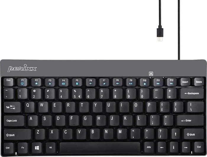 Perixx Periboard-422 Mini-C Keyboard, schwarz, USB, US